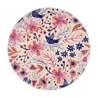 Blommigt, fåglar, vintage, sömlös mönster.