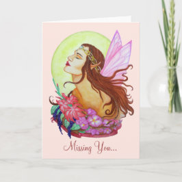 Blommigt Fairy Blank Miss You-kort Kort