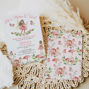 Blommigt Fairy Butterfly 1:a födelsedagen Inbjudningar