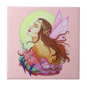 Blommigt Fairy Design Kakelplatta