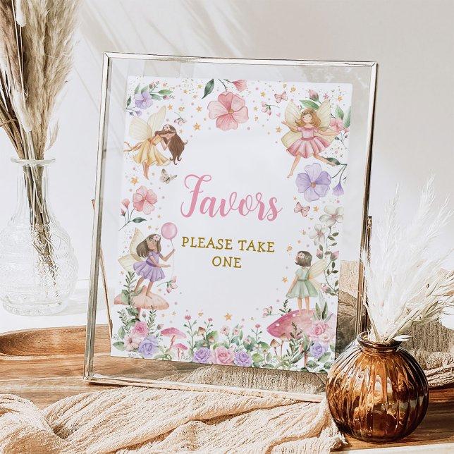 Blommigt Fairy Garden Birthday favors Bord Sign Poster (Skapare uppladdad)