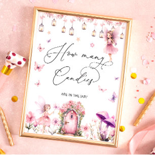 Blommigt Fairy Garden Hur många kaner i Burk Poste Poster