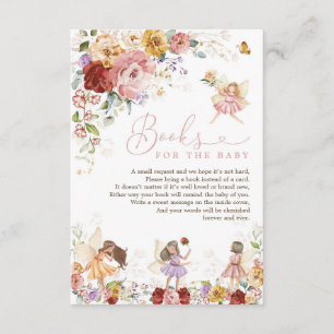 Blommigt Fairy Garden Party Bokar for Baby Shower Tilläggskort
