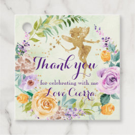 Blommigt Fairy Girls Birthday Gåvor Etiketter