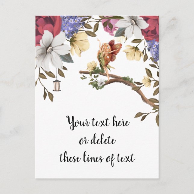 Blommigt Fairy Postcard Vykort (Framsida)