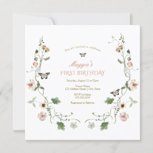 Blommigt Fairytale Garden Birthday Inbjudningar