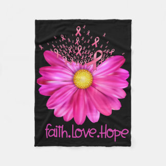 Blommigt Faith Kärlek Hope Breast Cancer Awareness Fleecefilt