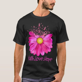 Blommigt Faith Kärlek Hope Breast Cancer Awareness T Shirt