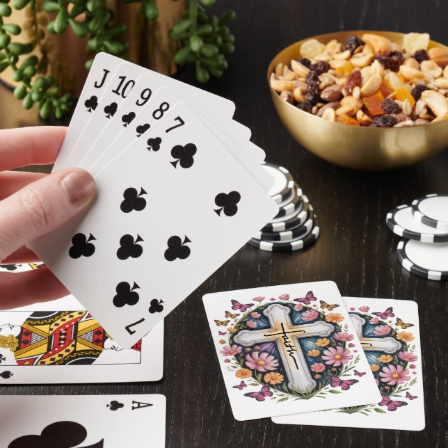 Blommigt Faith Kor Casinokort (På plats)