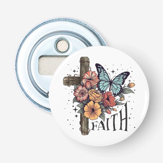 Blommigt Faith Kor Flasköppnare (Framsidan)