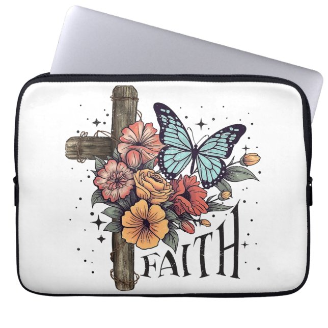 Blommigt Faith Kor Laptop Fodral (Framsidan)