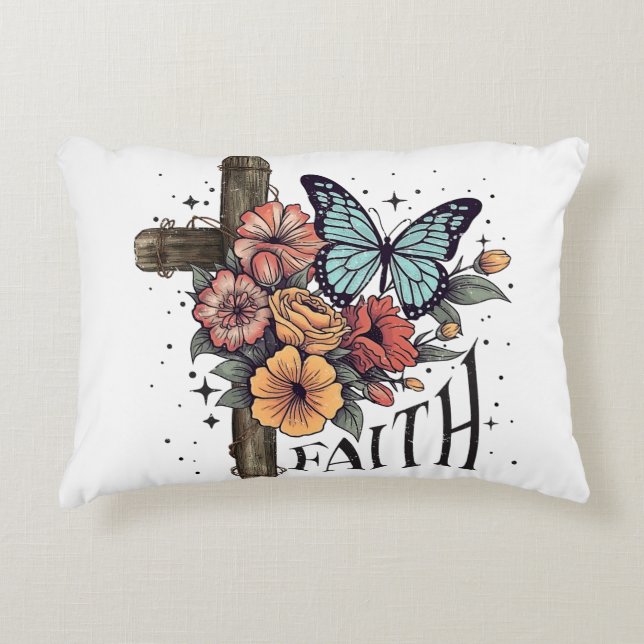 Blommigt Faith Kor Prydnadskudde (Framsidan)