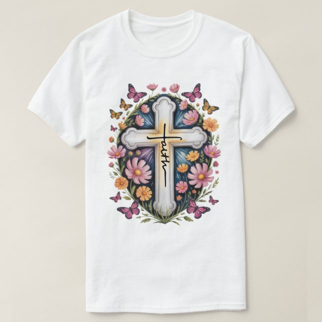 Blommigt Faith Kor T Shirt (Design framsida)