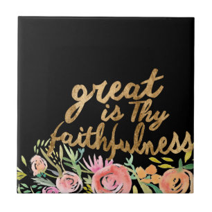 Blommigt Faith - Utandning är Thy Faithness Kakelplatta