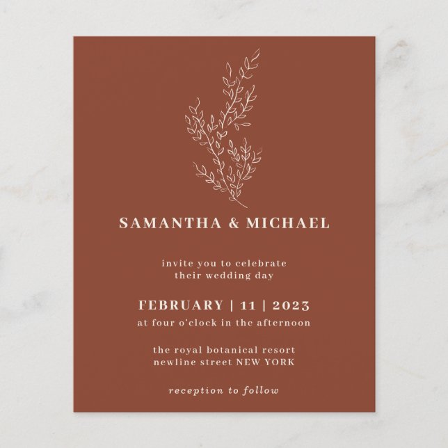 Blommigt Fall Boho Terracotta bruna botaniska budg Flygblad (Framsidan)