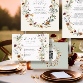 Blommigt Fall BOHO WildblomElfenbenskusten QR-kod  OSA Kort