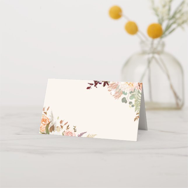 Blommigt Fall Botanical Happy thanksgiving Placeringskort (Framsida)