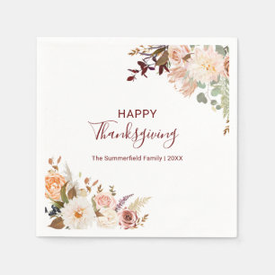 Blommigt Fall Botaniskt Happy thanksgiving Papper Pappersservett