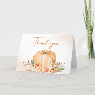 Blommigt Fall Little Pumpkin Baby Shower Tack Kort