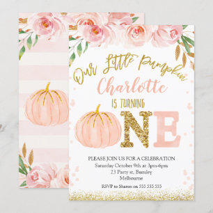 Blommigt Fall Little Pumpkin Birthday-inbjudan Inbjudningar