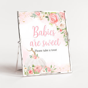 Blommigt Fall Pumpkin Baby Shower Spädbarn är Swee Poster
