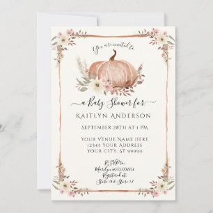Blommigt Fall Pumpkin Botanical Watercolor Baby