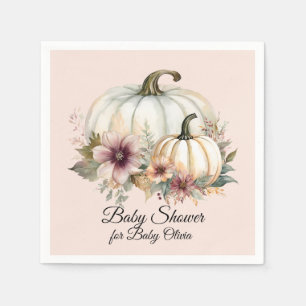 Blommigt Fall Pumpkin Rosa Flicka Shower Pappersservett