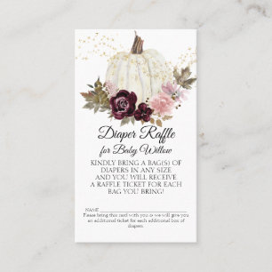 Blommigt Fall Pumpkin Rosa Guld Red Diaper Raffle Visitkort