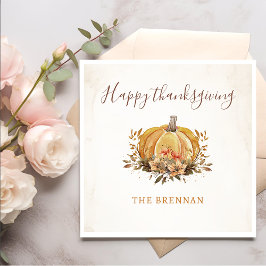 Blommigt Fall Pumpkin Thanksgiving Middagskorna Pappersservett