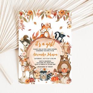 Blommigt Fall Pumpkin Woodland Baby Shower Inbjudningar