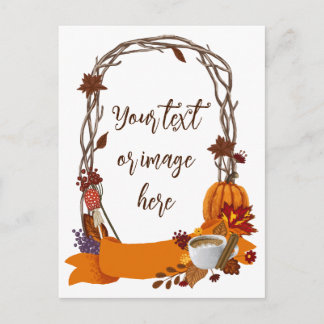 Blommigt Fall WANSET Höstblommor Pumpkin Coffee Helg Vykort