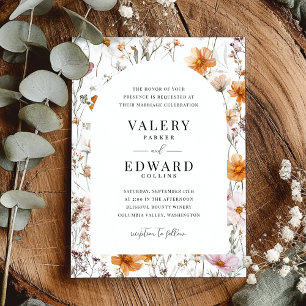 Blommigt Fall Wedding Boho Elegant Wildblommor Inbjudningar
