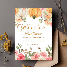 Blommigt faller i Kärlek Pumpkin-Möhippa Inbjudningar