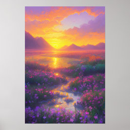 Blommigt Fält i Dusk Poster