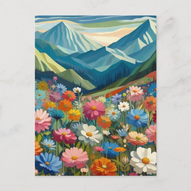 blommigt fält vykort (Framsida)