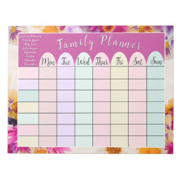 Blommigt Family Planner Anteckningsblock