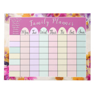 Blommigt Family Planner Anteckningsblock