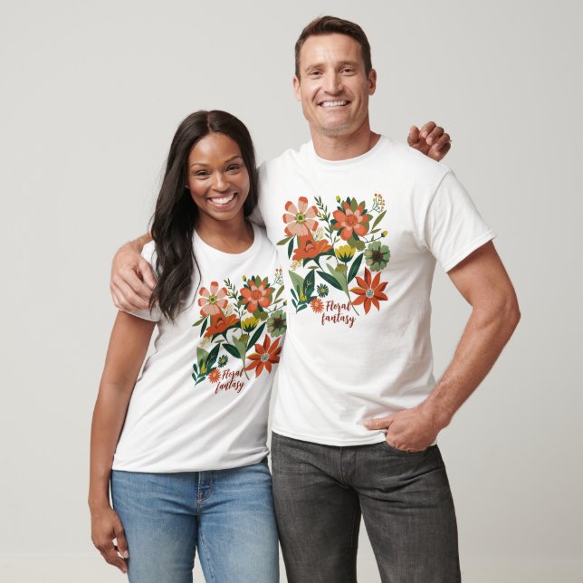 Blommigt fantasi - vacker T-Shirt (Unisex)
