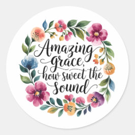 Blommigt Fantastisk Grace Sticker Runt Klistermärke