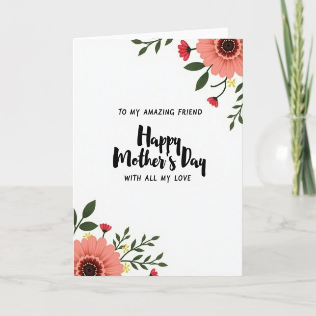 Blommigt fantastiskt vänkort kort (Framsida)
