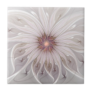 Blommigt Fantasy, Abstrakt Modern Pastel Flower Kakelplatta