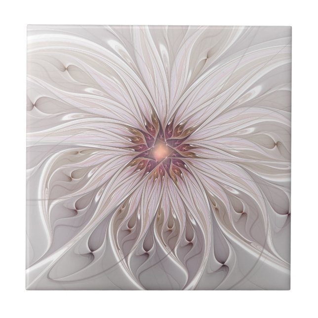Blommigt Fantasy, Abstrakt Modern Pastel Flower Kakelplatta (Framsidan)