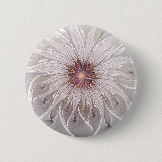 Blommigt Fantasy, Abstrakt Modern Pastel Flower Knapp (Framsida)