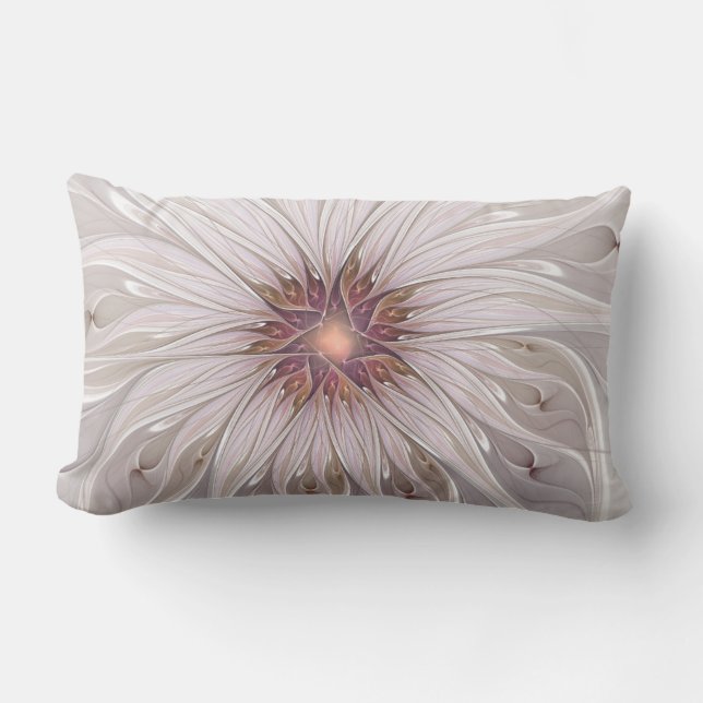 Blommigt Fantasy, Abstrakt Modern Pastel Flower Lumbarkudde (Framsida)
