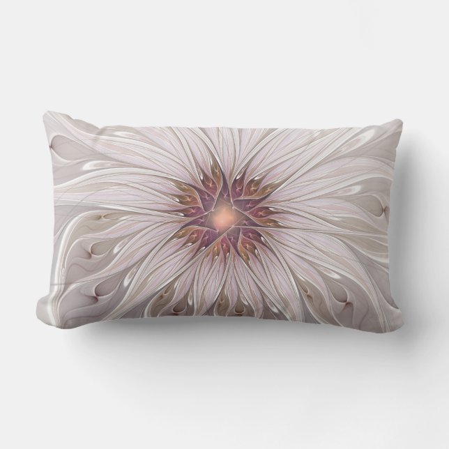 Blommigt Fantasy, Abstrakt Modern Pastel Flower Lumbarkudde (Framsida)