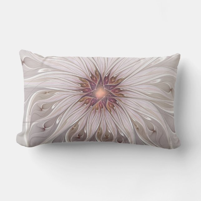 Blommigt Fantasy, Abstrakt Modern Pastel Flower Lumbarkudde (Framsida)