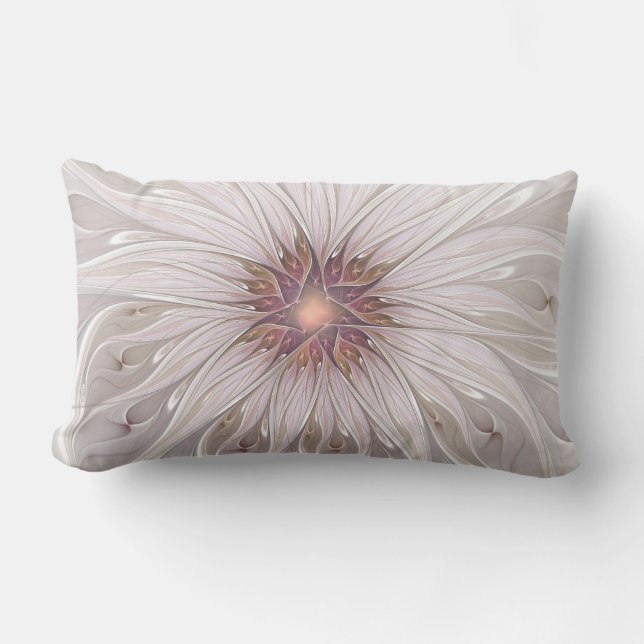 Blommigt Fantasy, Abstrakt Modern Pastel Flower Lumbarkudde (Framsida)