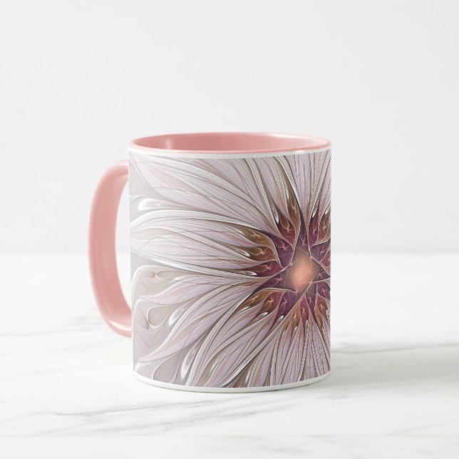 Blommigt Fantasy, Abstrakt Modern Pastel Flower Mugg (Framsida vänster)