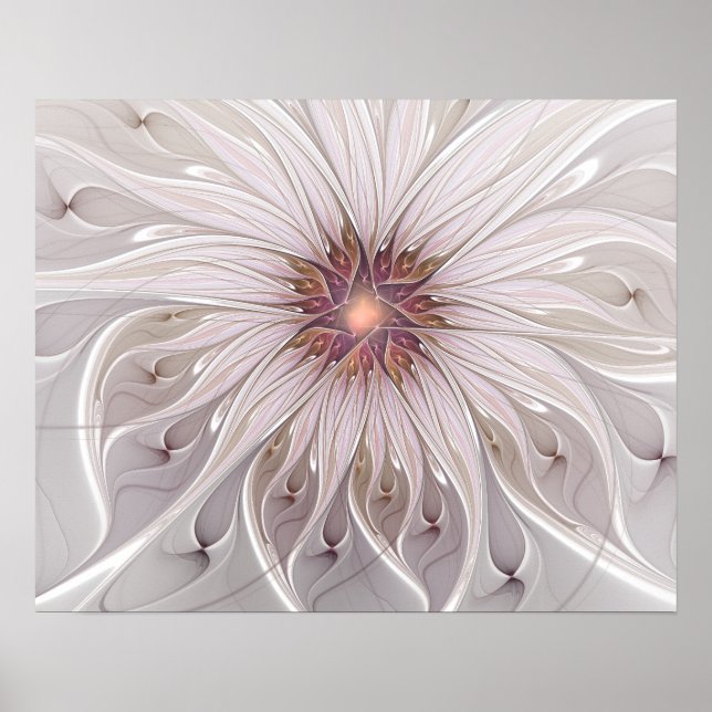 Blommigt Fantasy, Abstrakt Modern Pastel Flower Poster (Framsidan)