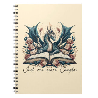Blommigt Fantasy Bok Dragon Bara ett kapitel till Anteckningsbok